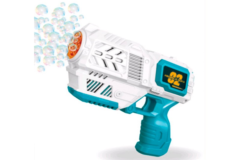 Мильні бульбашки B44 (24шт) пістолет, 19см, запаска 7,5-3,5см, на бат-ці, в кор-ці, 20,5-17-6,5см