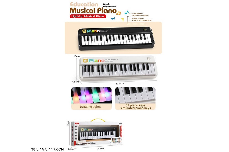 Піаніно арт. 8015B (72шт) батар., підсвічування клавішу короб. 38,5*5,5*17см