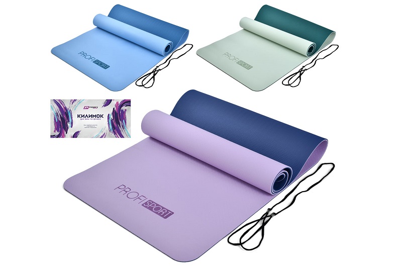 Йогамат MS 0613-26 (12шт) для йоги/фітнесу, TPE, 183-61см, 6мм, двокольоровий, 3 кольори, у пакеті,