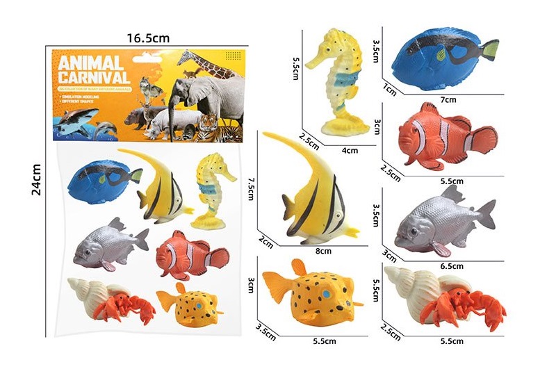 Тварина арт. F2212 (168шт/2) морські мешканці, 7шт. у пакеті 16,5*24 см.