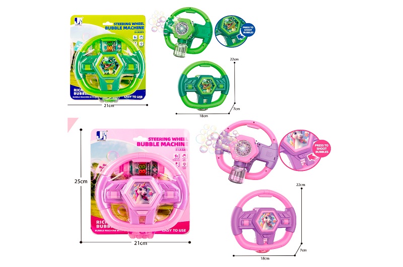 Мильна гра P82198-1-2 (36шт) кермо 18-18-7см, світло, запаска 10-4см, 2 види(динозавр, єдиноріг), на