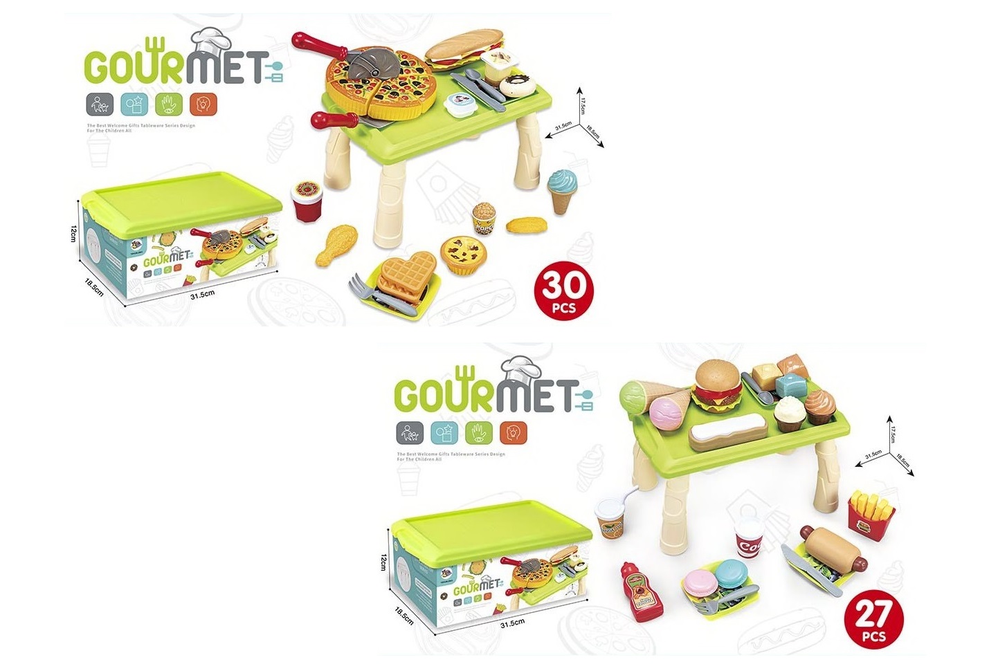 Продукти набір арт. 3000-7/8 (24шт/2)   мікс 2 види, розкладається в стіл короб. 31*18,5*12см