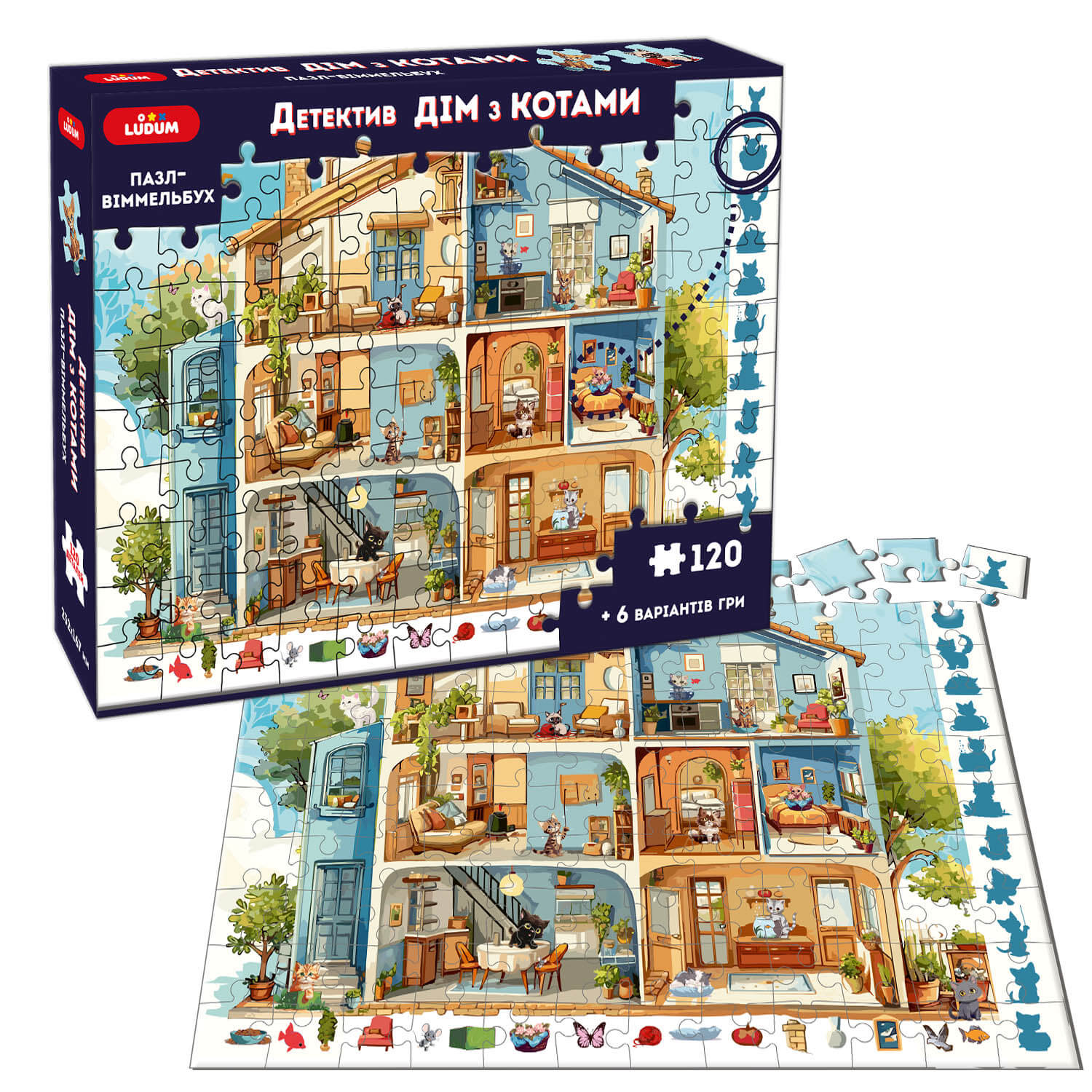 Гра настільна Пазл-віммельбух Детектив Дім з котами ME5032-33