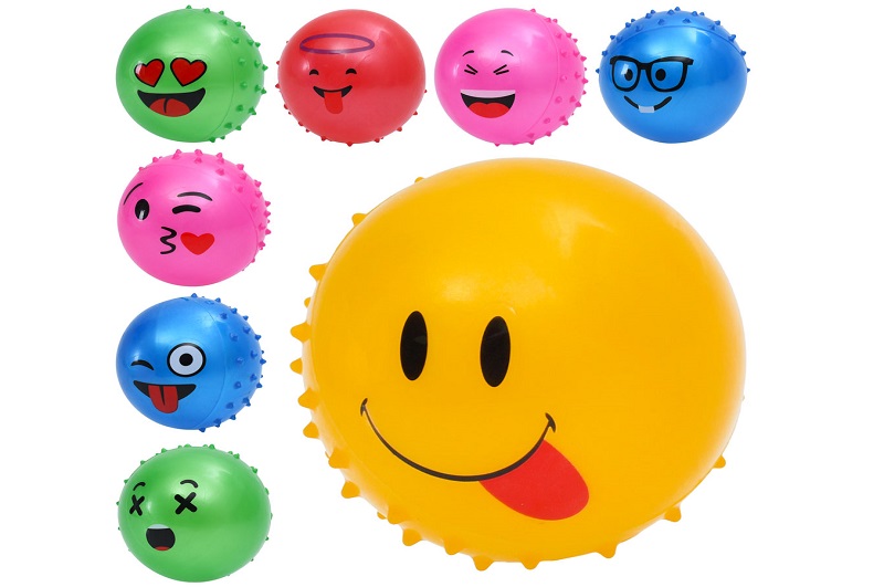 М'яч дитячий MS 4930-10 (240шт) 4 дюйми, 23-25г, масажний, смайл, 5 кольорів/мікс видівУПАК10шт