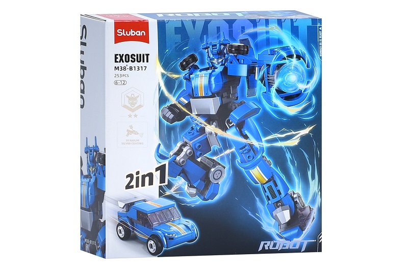 Конструктор SLUBAN M38-B1317 (32шт) 2в1(робот 16,4см, машина), фігурка, 253дет, в кор-ці, 22-23,5-7с