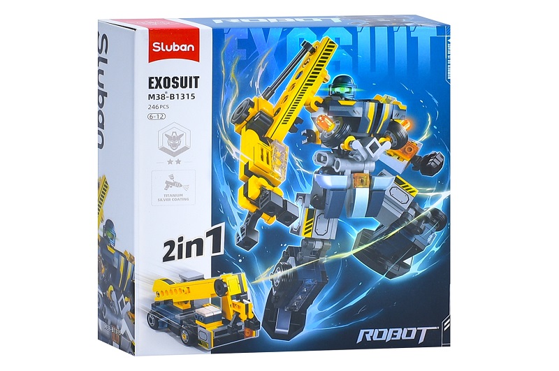 Конструктор SLUBAN M38-B1315 (32шт) 2в1(робот 18см, машина), фігурка, 246дет, в кор-ці, 22-23,5-7см
