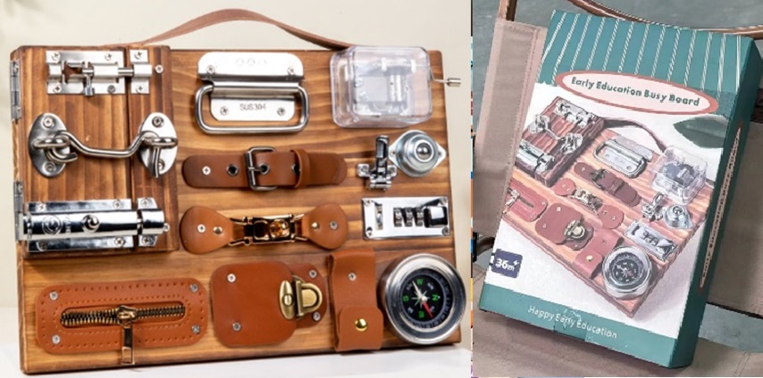 Дерев'яна іграшка арт. C15054 (10шт) бізіборд у коробці 35,5*25*10,5см