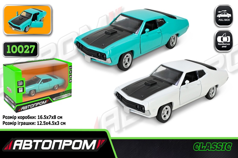 Машина мет. АВТОПРОМ  арт. 10027 (48шт/2) 5 inch Ford Torino Cobra?1970?,відкр.двері, 2 вида у короб