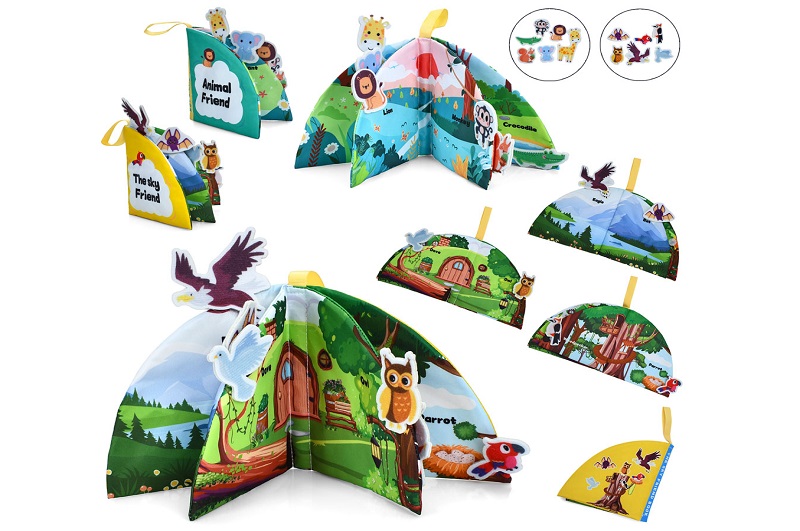 Книжка  056-11-12 (70шт) 14-14-2см, фігурки (кріплення-липучки), пискавка, 2 види, у пакеті, 21-22-3