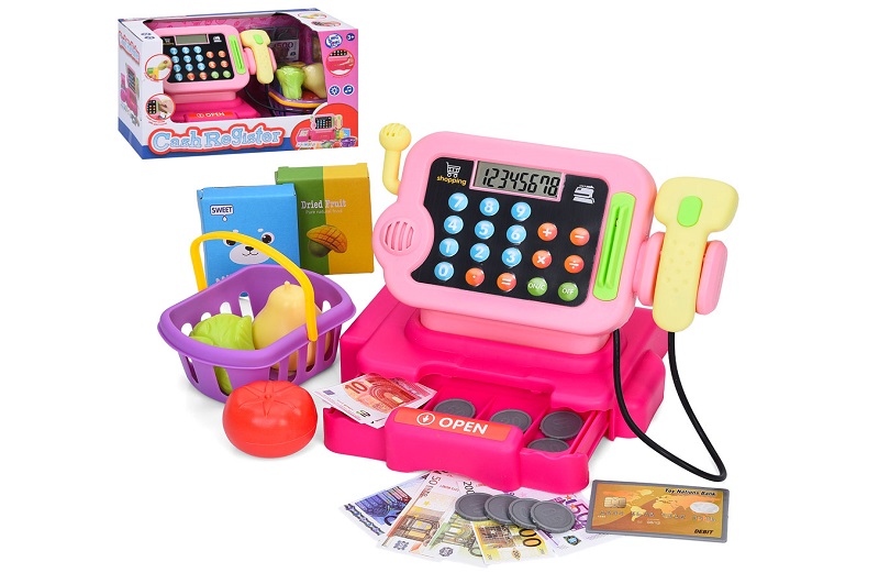 Касовий апарат LT8801-9C (16шт) 23-14-в20см, калькулятор, сканер, звук, продукти, кошик, гроші, карт