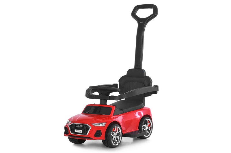 Каталка-толокар M 6254EL-3 (1шт) бат.ручка, муз, світло, шкіра, підсклянник, MP3, BLUETOOTH, червони