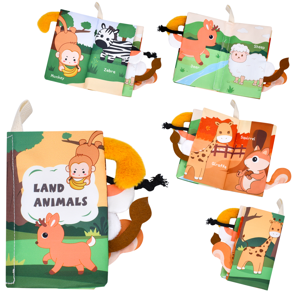 Книжка  QBX181A (75шт) 14-8-1,5см, підвіска, тварини, шуршить, слова англ., у пакеті, 16,5-21-1,5см