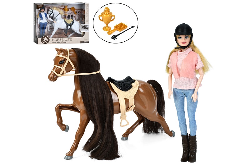 Лялька 115A-117A (20шт) 30см, шарнірна, конячка 27см, кубок, гребінець, 2 види, в кор-ці, 38-33-9см