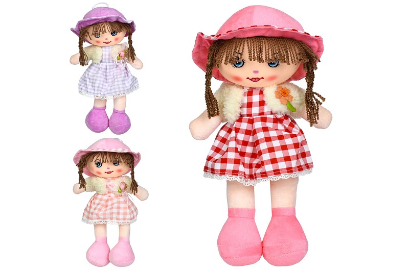 Лялька YG0253 (54шт) 37см, м'яконабивна, петелька, 3 кольори, у пакеті, 19-37-9см