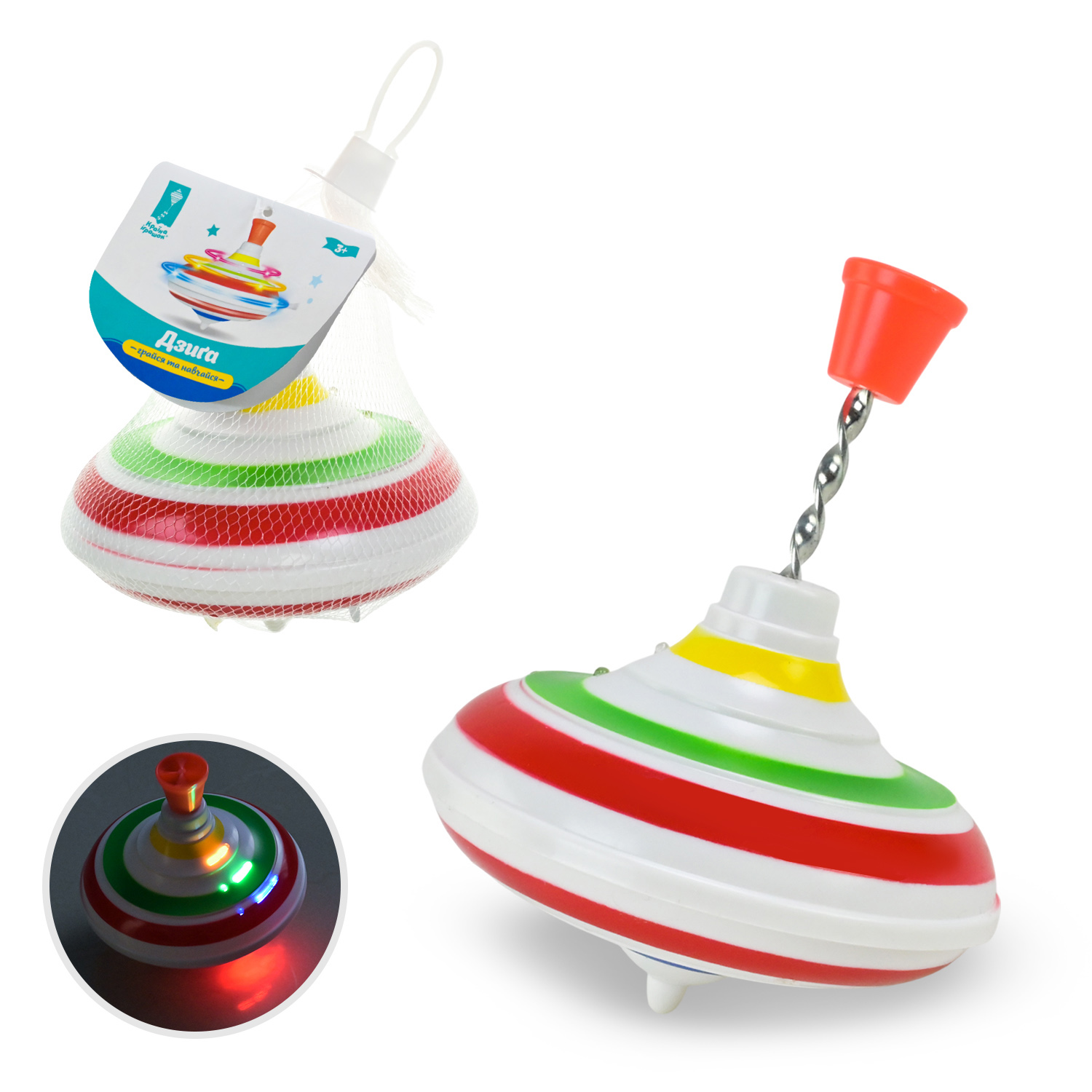 Дзига. арт. PL-725-37 (120шт/2) Грайся та навчайся", батар., муз., світ.,р-р12*12*12см, у сітці 12*"