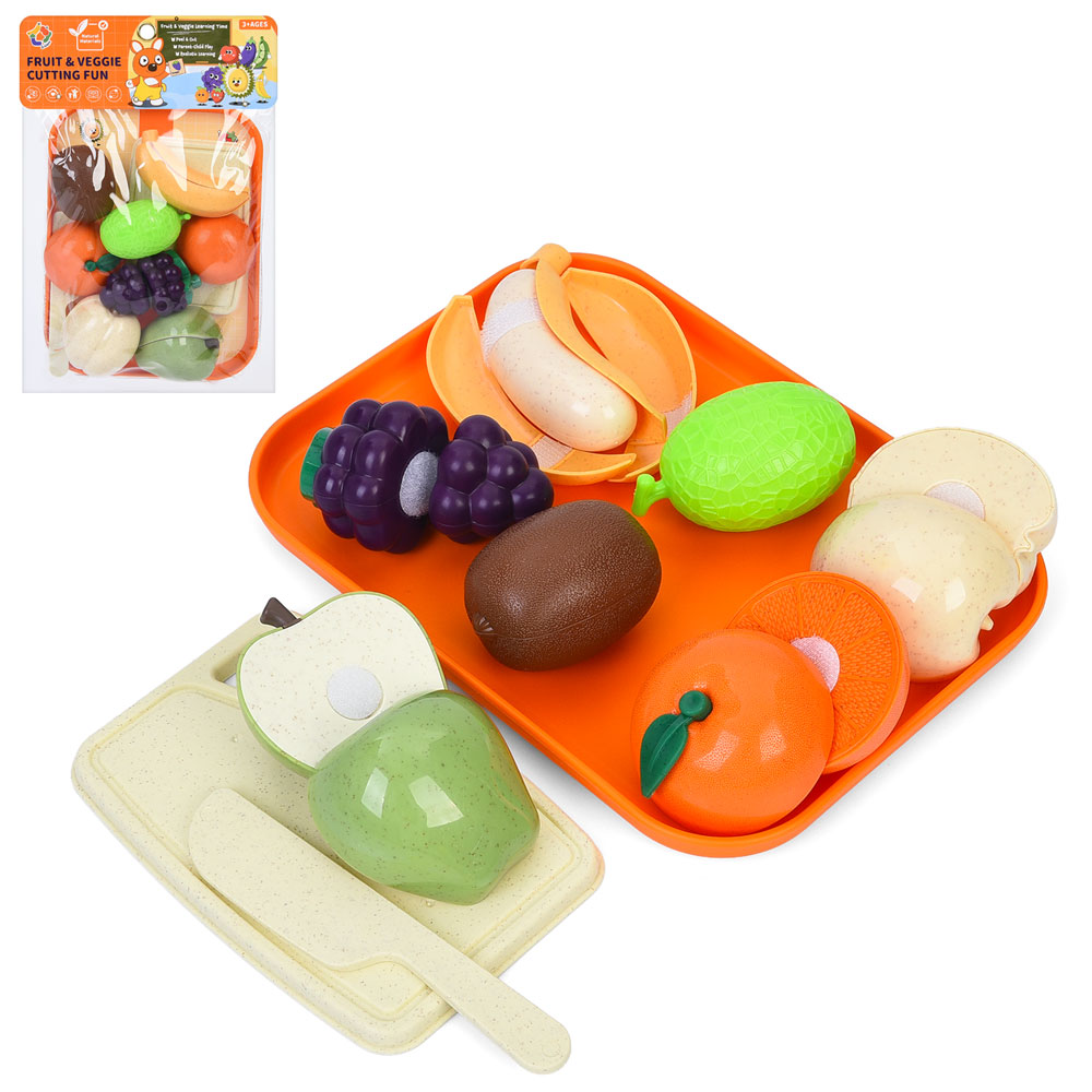 Продукти W8011 (96шт) на липучці, фрукти, піднос, дошка, ніж, у пакеті, 20-30-6см