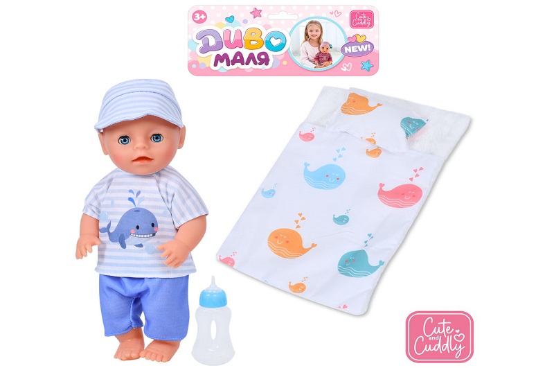 Пупс YL2430JK-C-DM-UA (24шт) 30см, п'є-пісяє, матрац, пляшечка, у пакеті, 24-42-8см