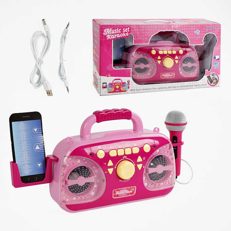 Караоке 5021 (12/2) підсвічування, мікрофон, Bluetooth, MP3-кабель, USB-кабель, працює від мережі, в