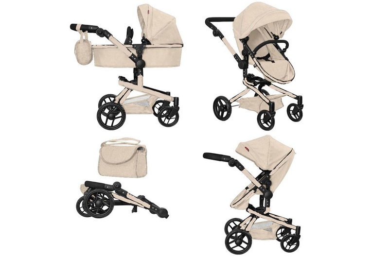 Коляска для ляльки 2в1 CARRELLO FORTUNA 9695 CREAM з сумкою метал.кор.54,5*14,5*38,5 /1/