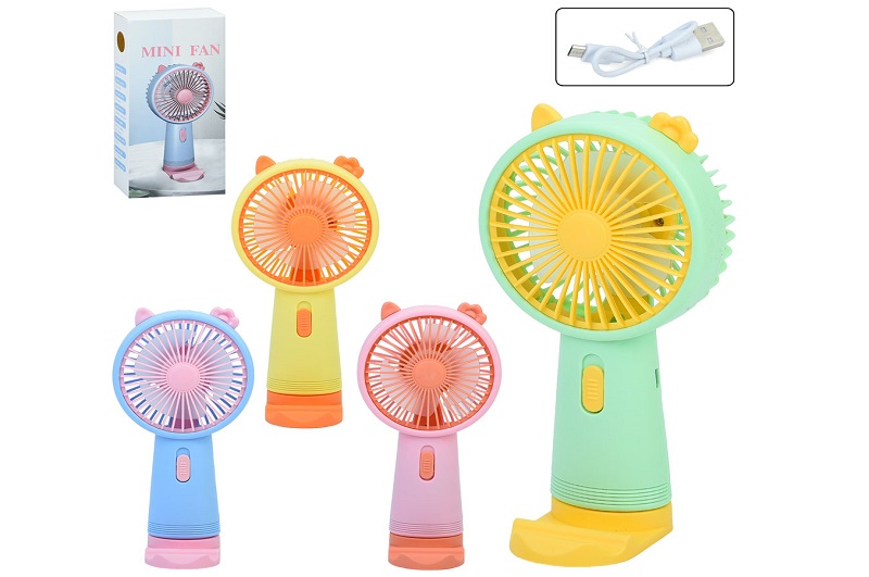 Вентилятор MK 5711 (36шт) 16,5см, акум, 2в1(ручний/портаривний, настільний), USBзарядне, 4 кольори,