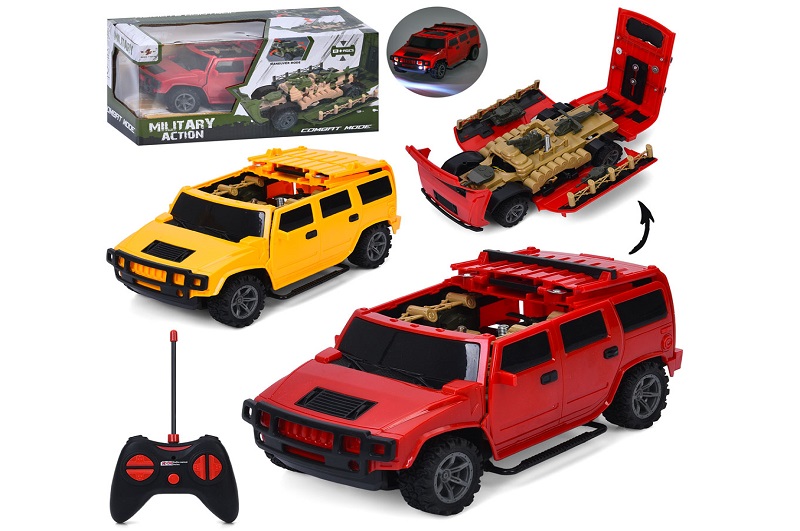 Машина 869-30 (8шт) р/к, 22см, 2в1(військова база), світло, гумові колеса, 2 кольори, на бат-ці, в к