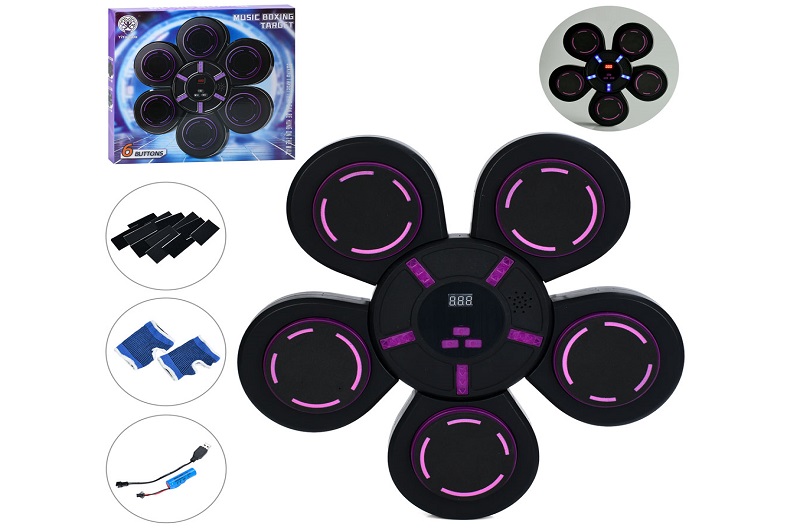 Боксерський набір MS 4823 (6шт) тренажер-мішень,настінний,5цілей,41-40,5-7см,акум.,музика,Bluetooth