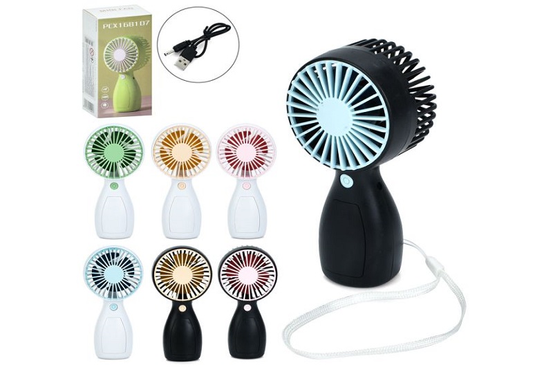 Вентилятор MK 5663 (48шт)  13см, акум, USBзарядне, 2 види (чорний, білий) по 4 кольори в кожному вид