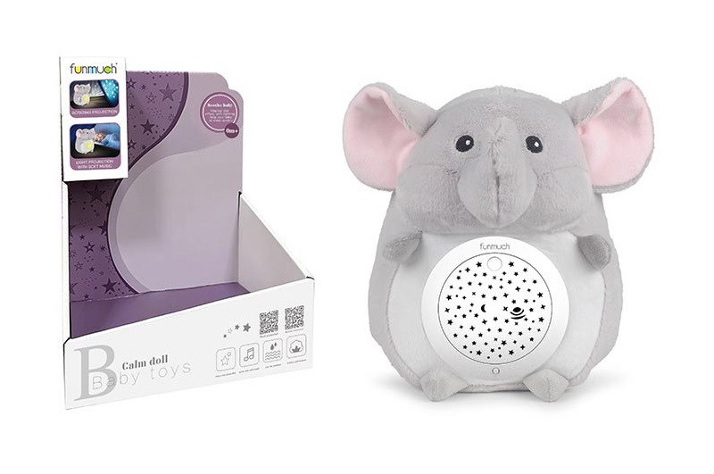 Нічник арт. FM666-39 (24шт) Слоник  проектор зоряне небо,муз., короб. 20*16*25см