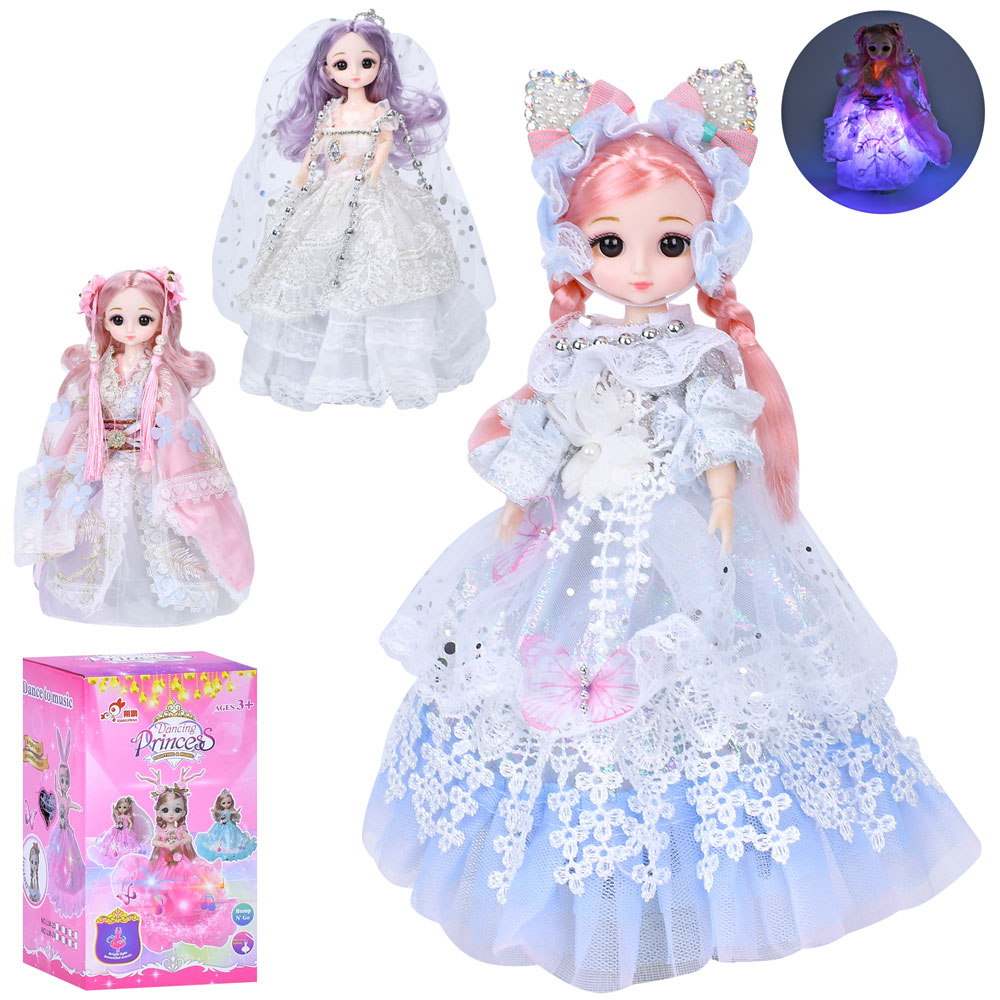 Лялька LM-40-42-44 (36шт) 23см, танцює, музика, світло, аксесуар, 3 види, на бат-ці, в кор-ці, 11,5-