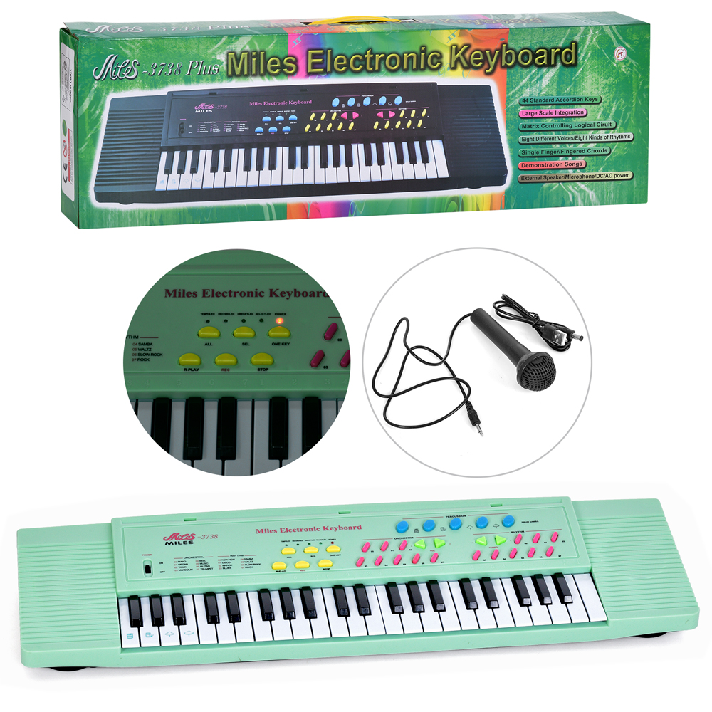 Синтезатор HY3738G (16шт) 74-21,5см, мікрофон, музика, запис, рег.гучності, музичні інструменти, USB