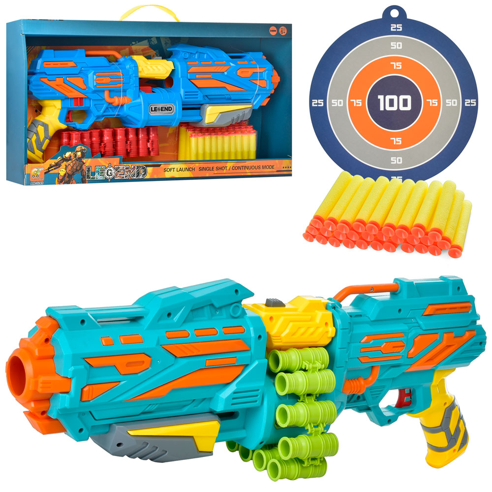 Автомат AK-2245 (9шт) 48см, мягкие пули-присоски 30шт, 2цвета, в кор-ке,52-27,5-8см