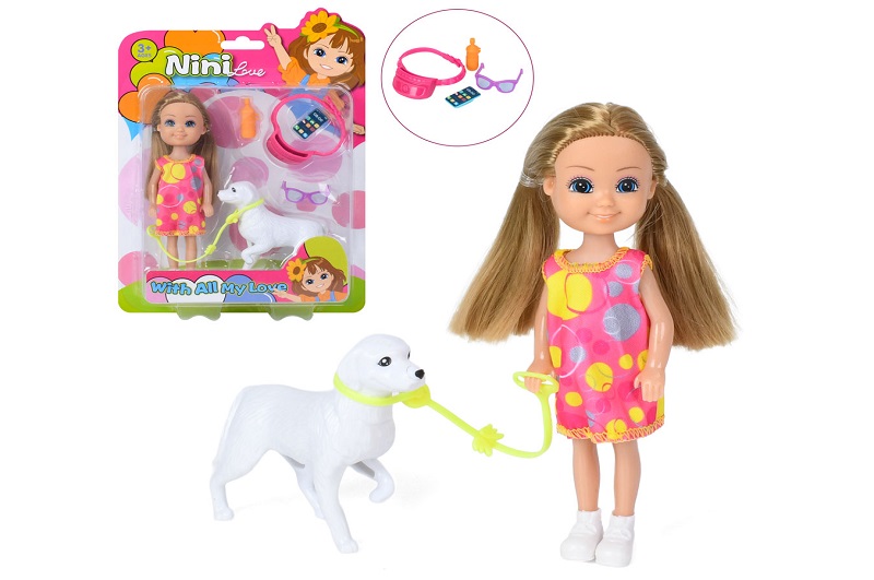 Лялька 618-04 (60шт) 14см, собака, аксесури, на листі, 16,5-23,5-4,5см