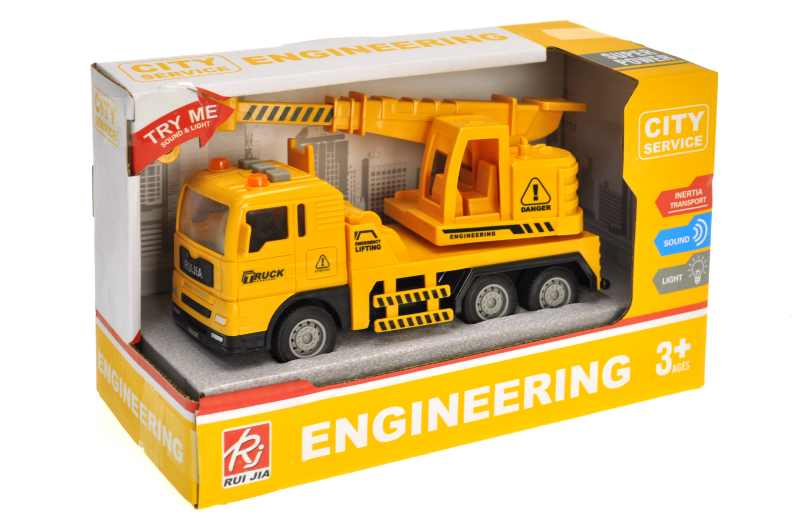 Машина з краном інерційна, озвучена, зі світлом, в коробці RJ6824-4 р.21*9*12,5см