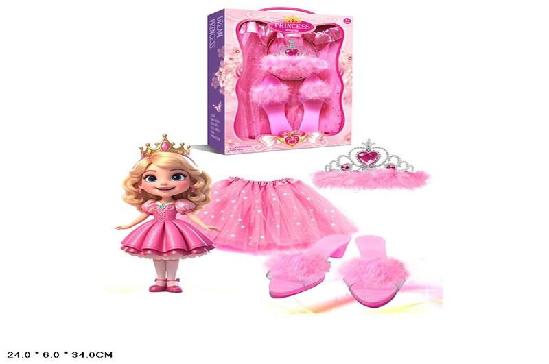 Аксесуари для дівчинки арт. JY7307 (48шт/2)  корона, спідниця, туфельки у короб. 24*6*34 см