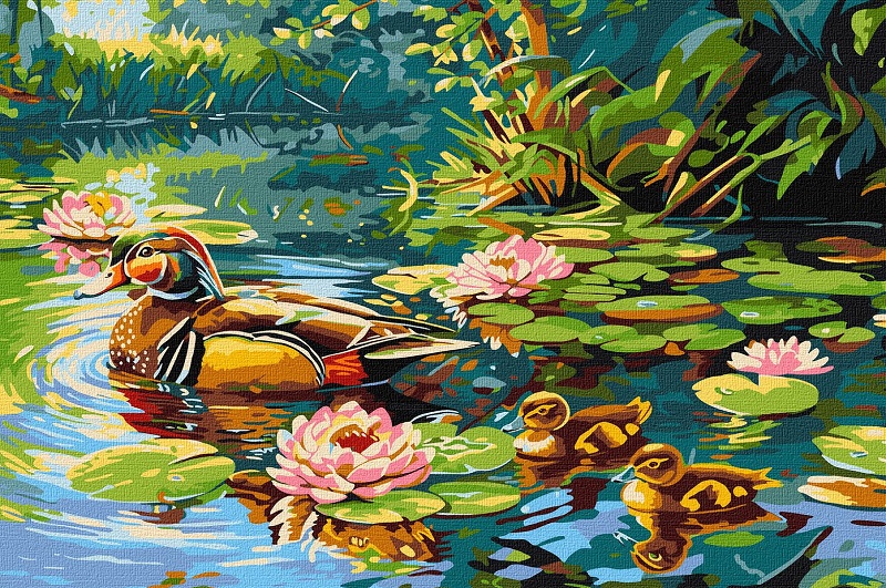 Картина по номерах Качине сімейство" 40х50см  KHO6656"