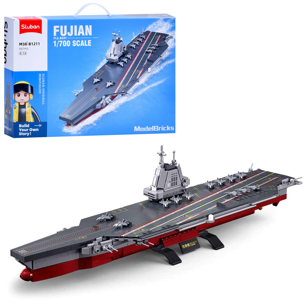 Конструктор SLUBAN M38-B1211 (12шт) військовий, авіаносець, 1:700, 46,5-12см, 557дет, в кор-ці, 47,5