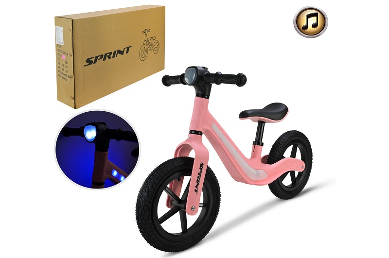 Велобіг арт. BB2616 (1шт)  рама з нейлонового скловолокна, надувні колеса, світло, звук, рожевий у к