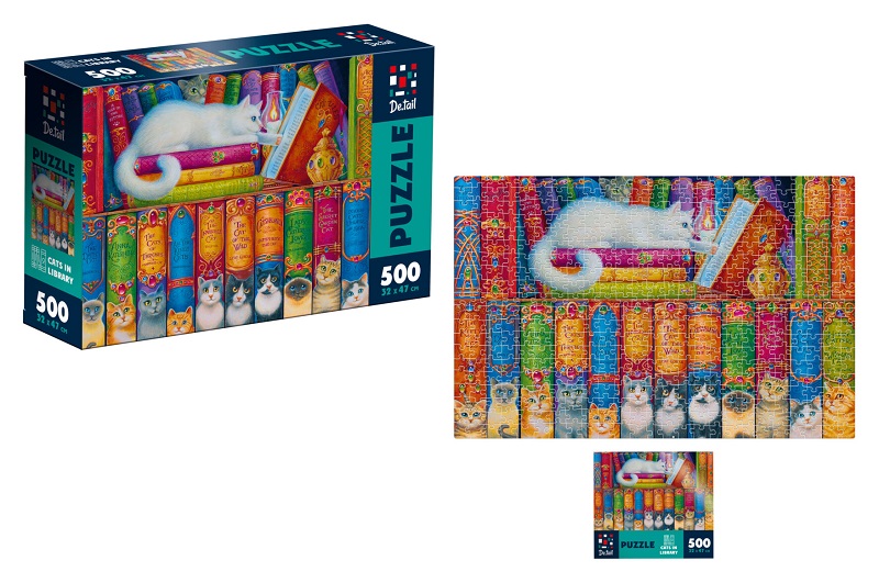 Пазли De.tail. Коти в бібліотеці. 500 деталей DT500-11 (укр)