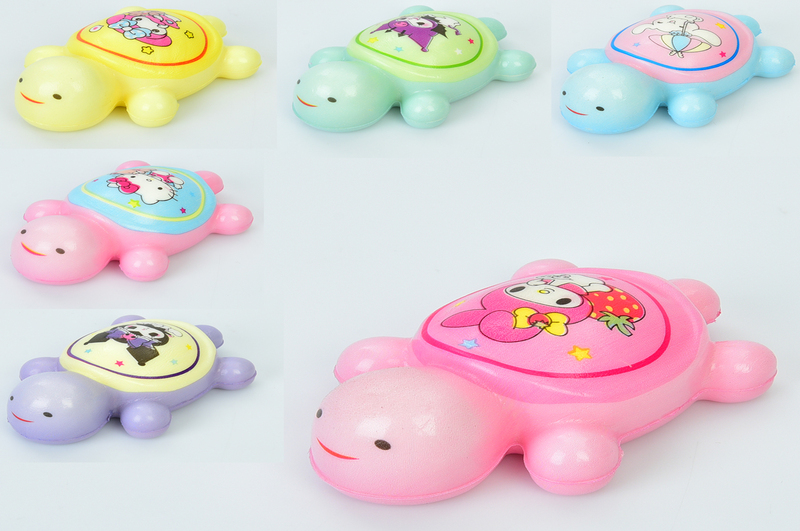 Іграшка MS 4362 Упак12шт(160шт) KR, 10см, черепаха, сквіші, антистрес, аромат, 6 кол, пак, 10-11-4