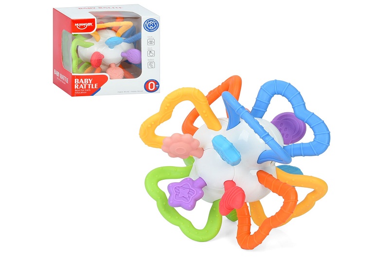 Брязкальце HE0198 (72шт) 11-11-8см, прорізувач, тріскачка, текстурні деталі, рухливі деталі, сенсорн