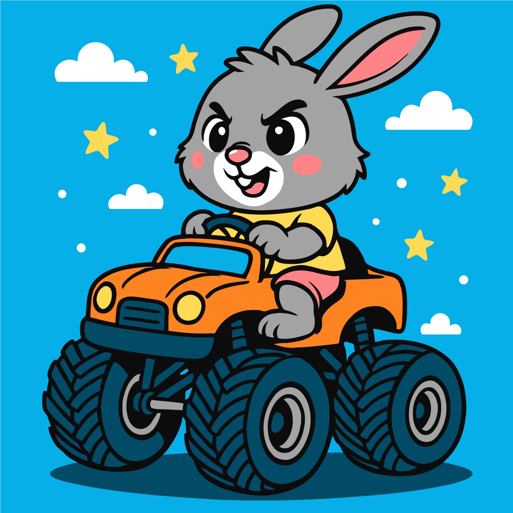 Картина по номерах для дітей Заєць на машині" 25х25см  KHO1309"