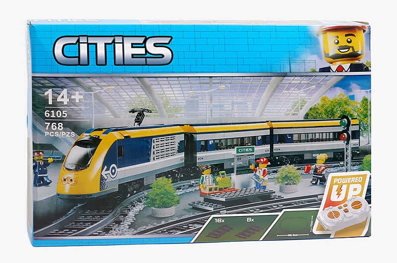 Конструктор на р/к 6105 (16) Залізниця", 768 ел., залізн. колія 95.5х70 см, пульт, батарея, фігурки"