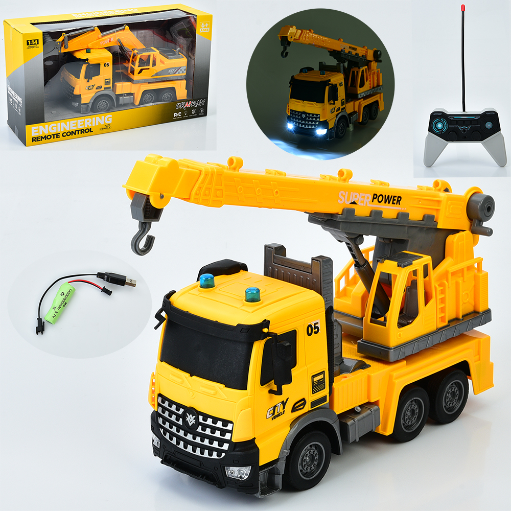 Будтехніка YJ-113-1-2 (12шт) р/к, акум, 1:14, світло, рухливі деталі, USBзарядне, гумові колеса, 2 в