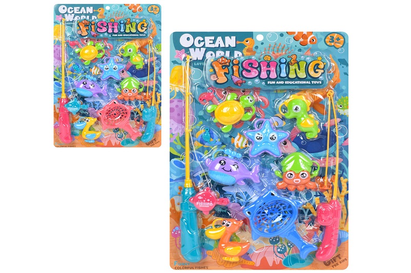 Риболовля 706-65A (48шт) вудка 2шт, морскі мешканці, мікс кольорів, на листі, 30-46-4см