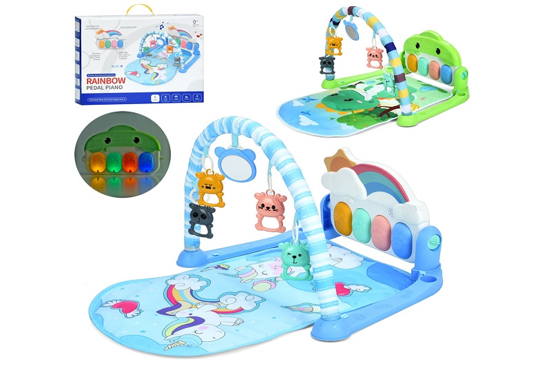 Килимок для немовляти 1122-21A-25A (24шт) 63-40-в41см, дуга, підвіски 4шт+дзеркало, брязкальце, , пі