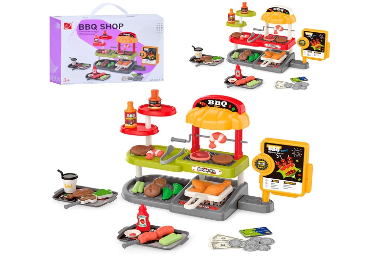 Магазин 668-144-145 (36шт) 42-14.5-23.5см, 56 деталей, гриль, терминал, продукти, розноси,  2 кольор