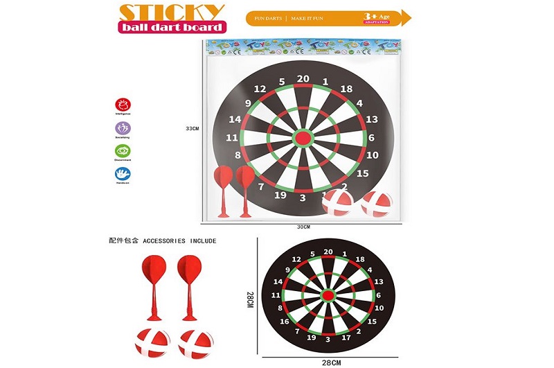 Дартс арт. 1699-33 (288шт/2)  2 м'ячика на ліпучці, 2 дротика на магніті пакет 30*3*33 см