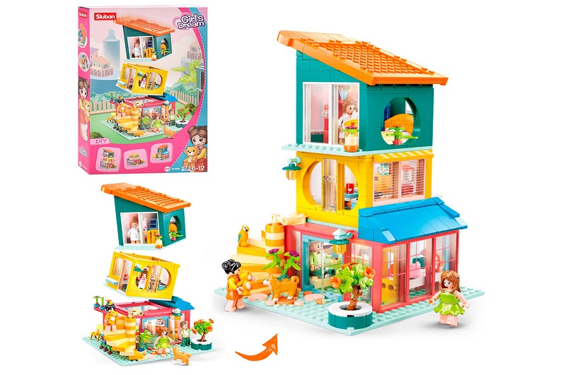 Конструктор SLUBAN M38-B1090 (12шт) будиночок, 571дет, фігурки, в кор-ці, 52-33-7см