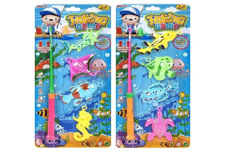 Риболовля 862K-1 (90шт) 1 вудка, морські мешканці 4шт, 2 види, на листі, 17-36-2см