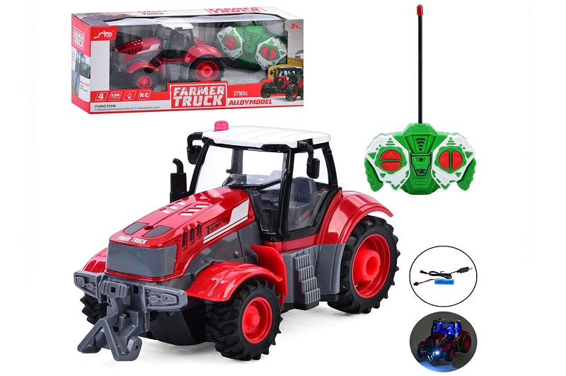 Трактор HJ8011 (18шт) р/к, акум, 1:24, 21,5см, світло, гумові колеса, USBзарядне, в кор-ці, 34-15-12